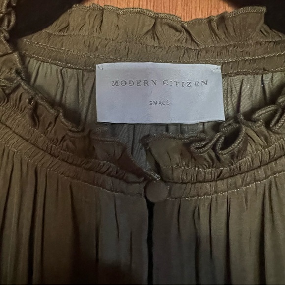 Magdalena Long Sleeve Plisse Dress - Cypress - Picture 3 of 4